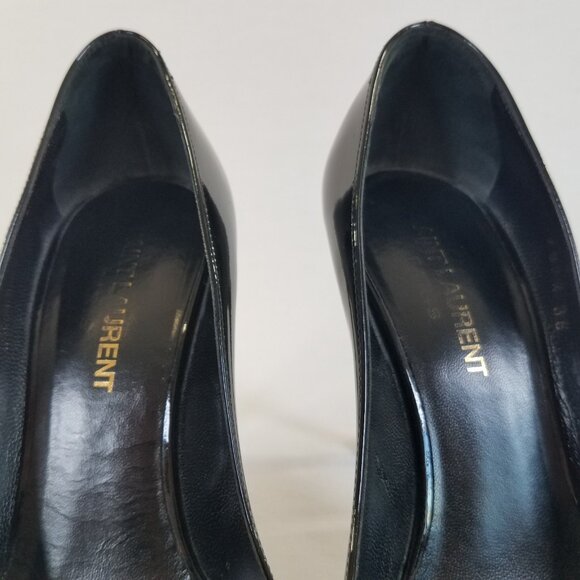 Saint Laurent Black Patent Leather Heels SIZE 36  Dust Bag Pumps 4" Zoe 85 ? - Picture 10 of 17